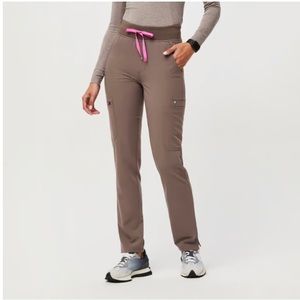 Figs High Waisted Yola Skinny Scrub Pants in Smokey Taupe